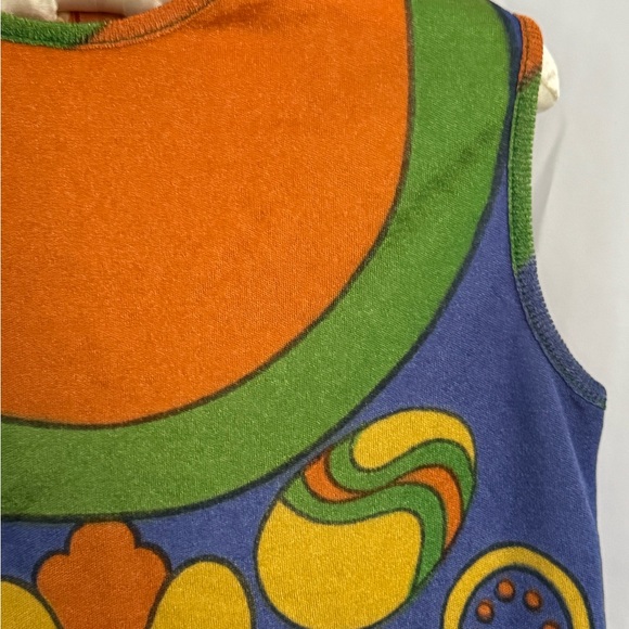 Vintage Lady Van Heusen Colorblock 70’s Sleeveless Floral Mod Mid So Cool - Picture 7 of 15